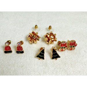Fun Hildie & Jo Christmas Earrings - Mittens, Tree, Hat - and Gold Tone Bows